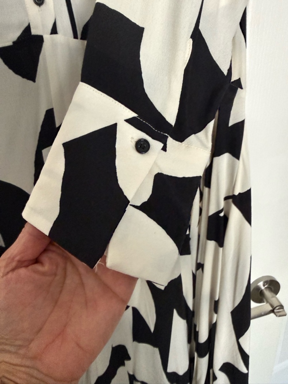 Zara Black & White Asymmetrical Shirt Dress Size:L Made in Turkey - Picture 2 of 7